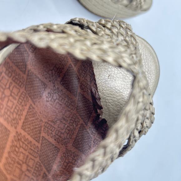 Lucky‎ Brand Braided Jute Gold Espadrille Platform Braided Wedge Sandals 8 - Picture 7 of 10